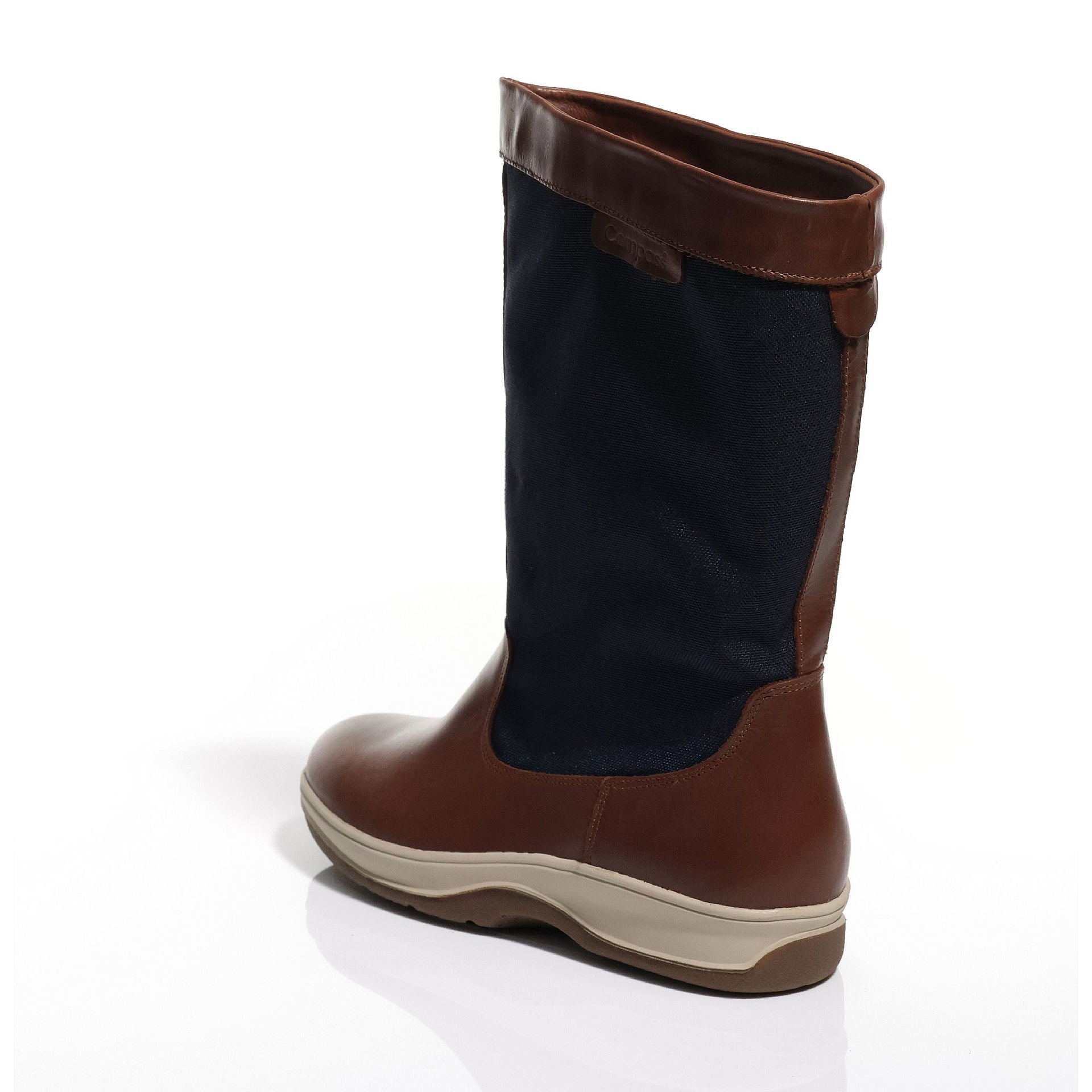 Seilerstøvel Compatex navy brun Compass bakside