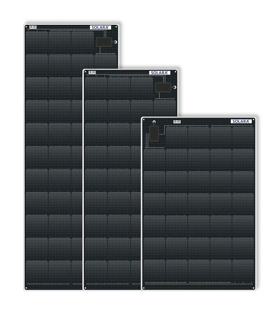 Semifleksibelt solcellepanel 125 Wp 99x66 cm over 22 % virkningsgrad forfra
