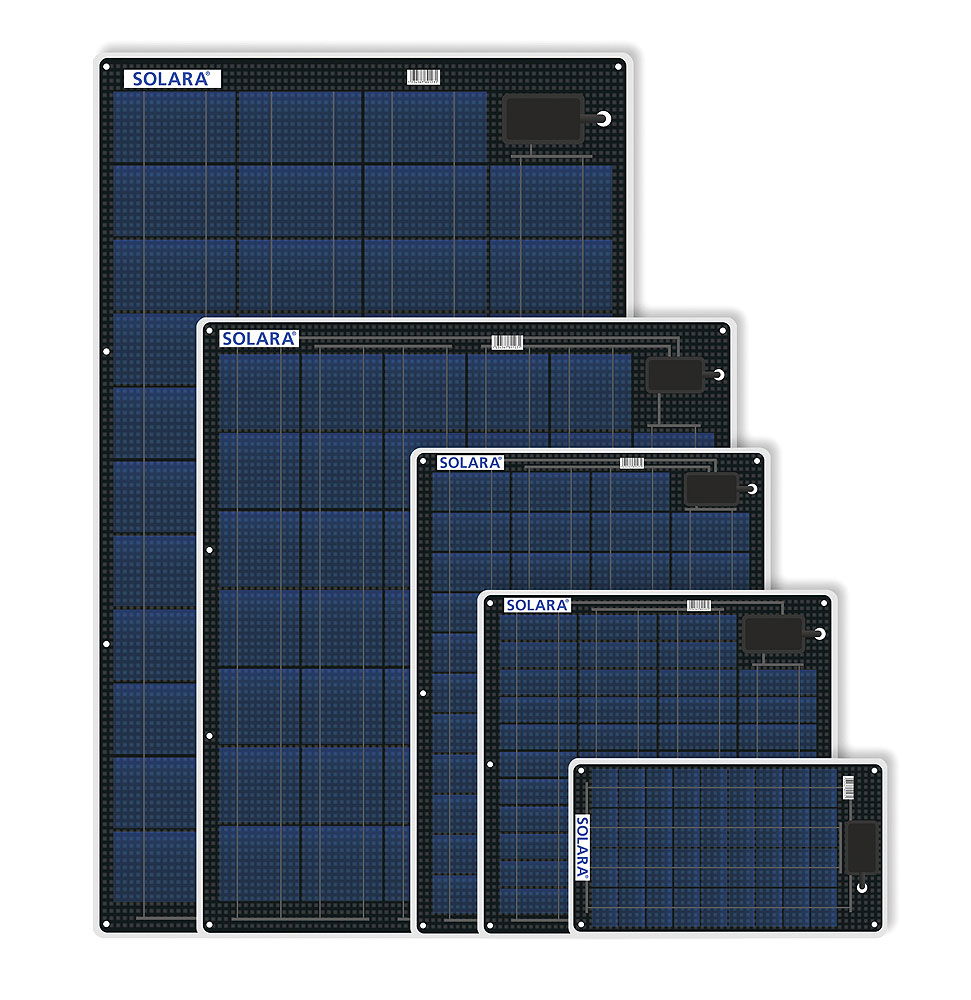 Semifleksibelt solcellepanel 15 Wp 43x24 cm - Solara for båtbruk