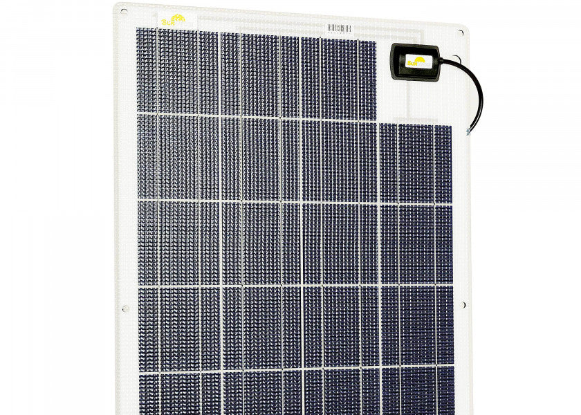 Detalj av semifleksibelt solcellepanel 90 W 1119 x 481 mm 12V