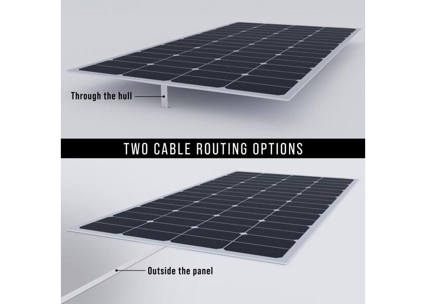 Semifleksibelt solcellepanel TOUGH BLACK 111 W flush detalj av flatkabel