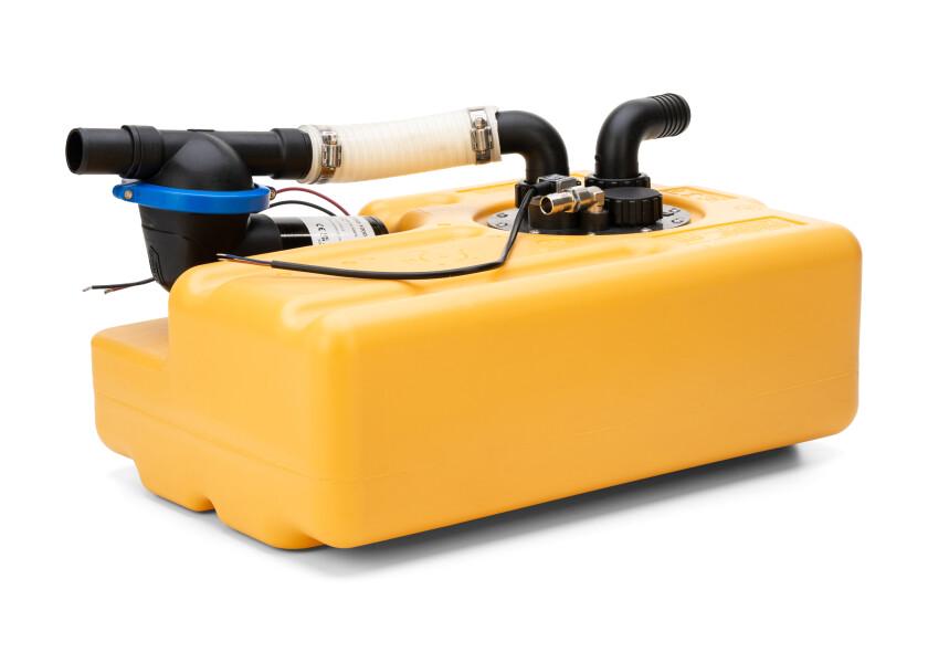 Septiktank 35 liter med Jabsco pumpe tilkoblingsdetalj