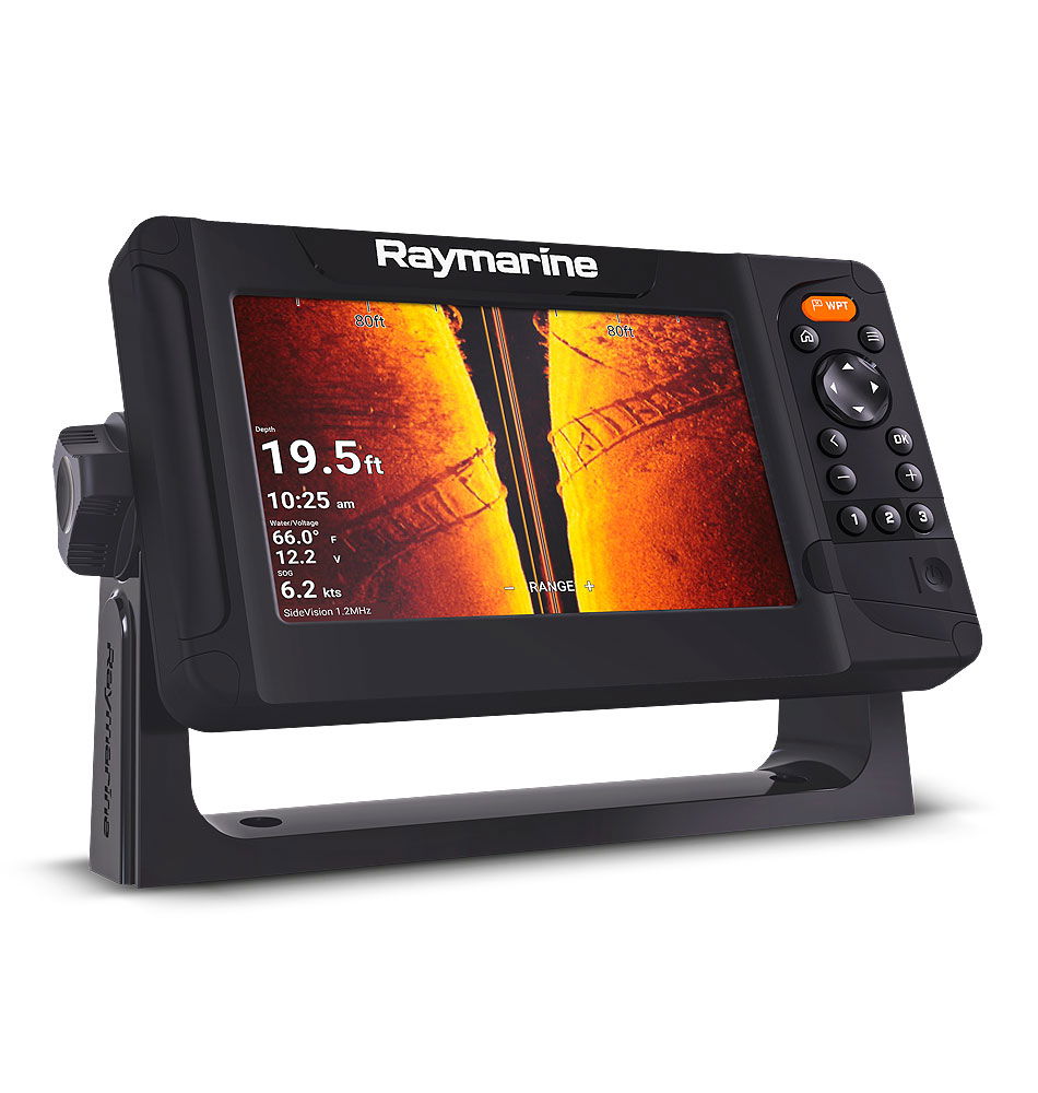 Baksiden av Sett Raymarine Element 7 kartplotter 7" med HV100
