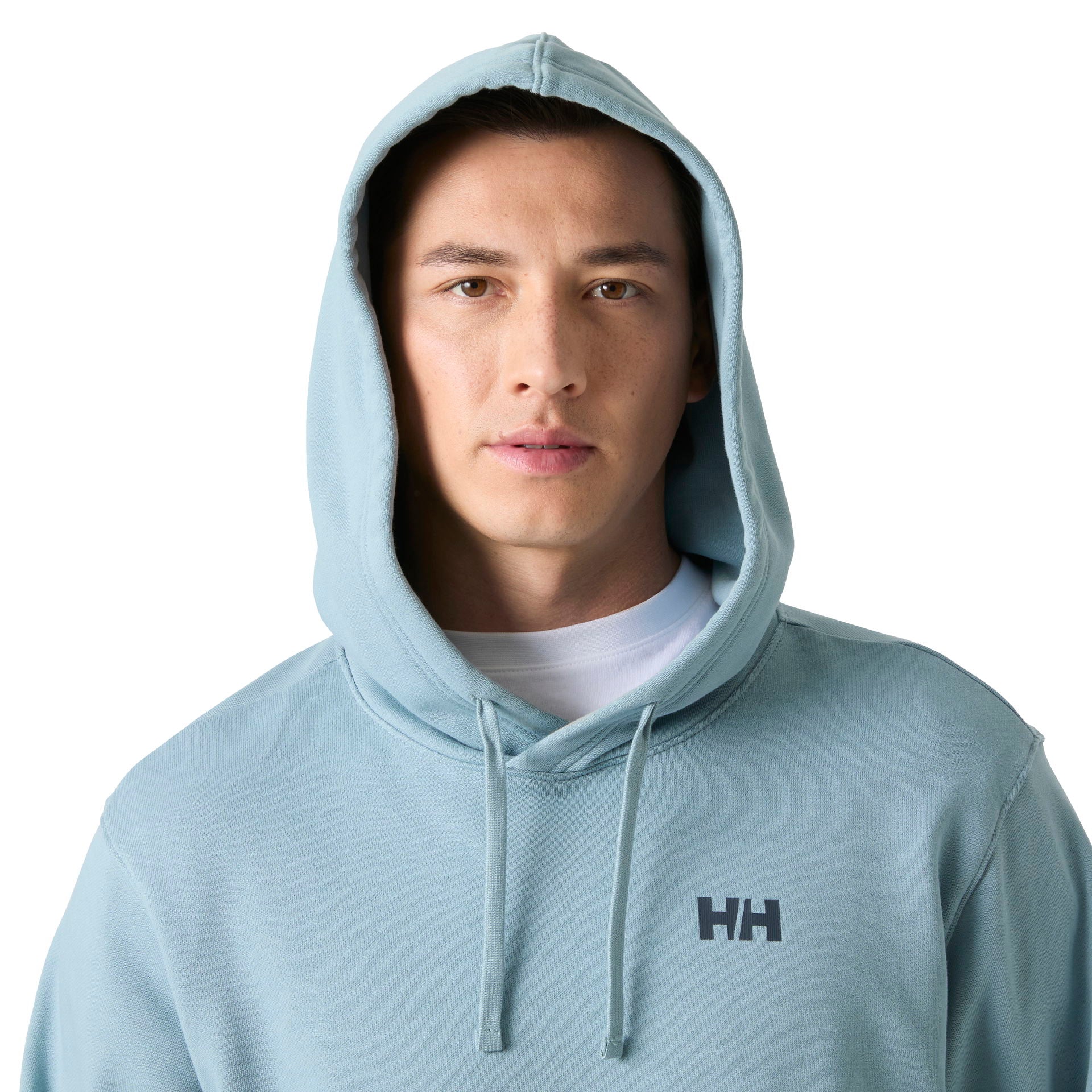 Shoreline hoodie French Terry bomull med kengurulomme nærbilde av stoff