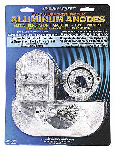 Sinkanode aluminium kit for Alpha 1 Gen 2 fra 1991 salt- og brakkvann