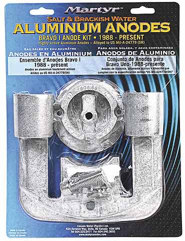 Sinkanode aluminium kit for Bravo 1 salt- og brakkvann - Compass forfra