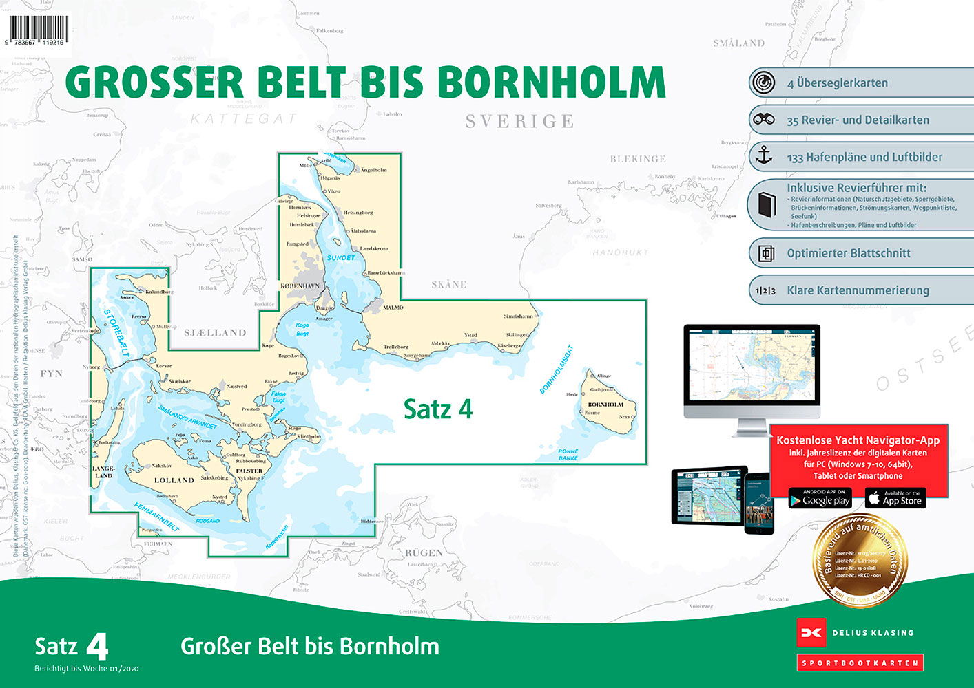 Sjøkartsett 4: Storebælt til Bornholm 1:80.000 oversikt