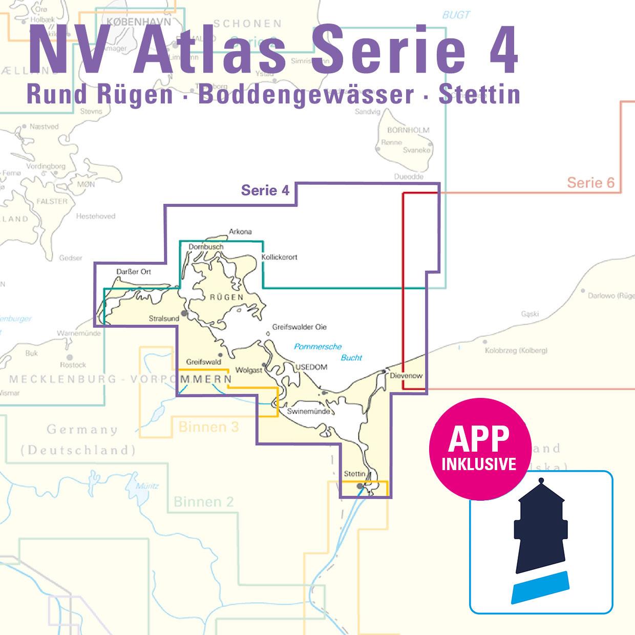 Detalj av Sjøkartsett Rügen Bodden farvann Stettin serie 4