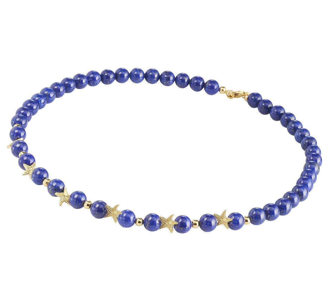 Sjøstjerne halskjede 925 sølv gullbelagt med lapis lazuli fra Ursula Christ