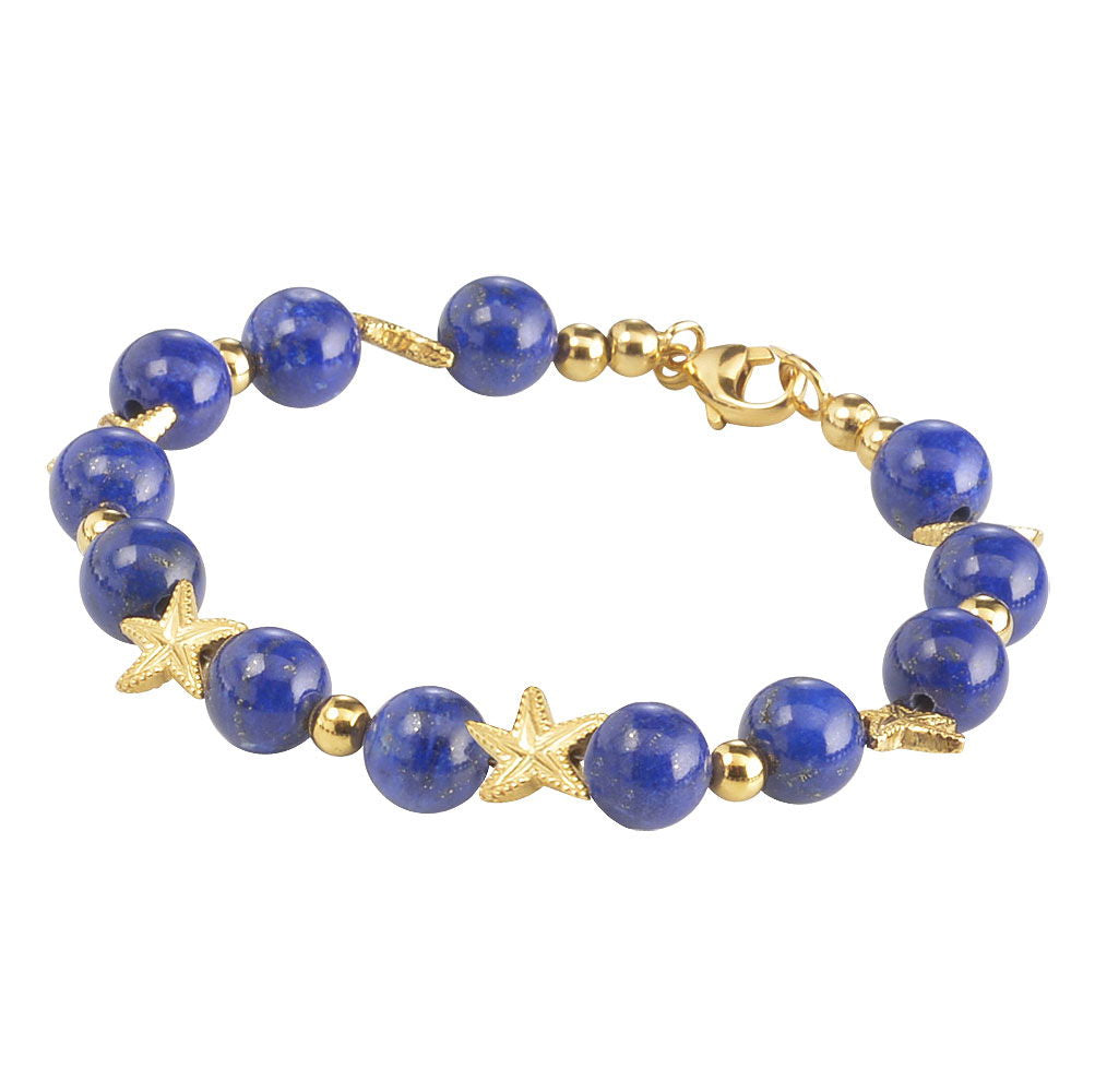 Sjøstjerne armbånd 925 sølv gullbelagt med lapis lasuli 18 cm Ursula Christ