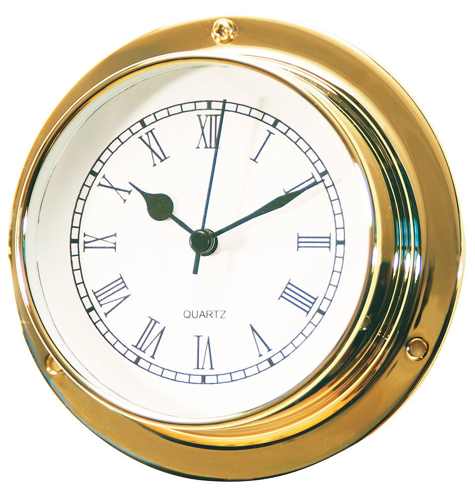 Skipsklokke messing polert 12 cm med silikontetting - Compass forfra