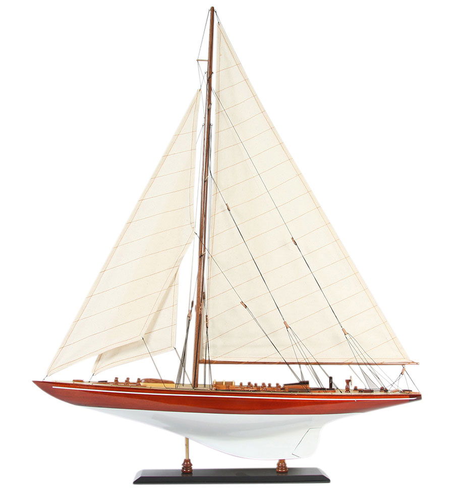 Skipsmodell Endeavour J-klasse yacht mahogni 70 cm forfra
