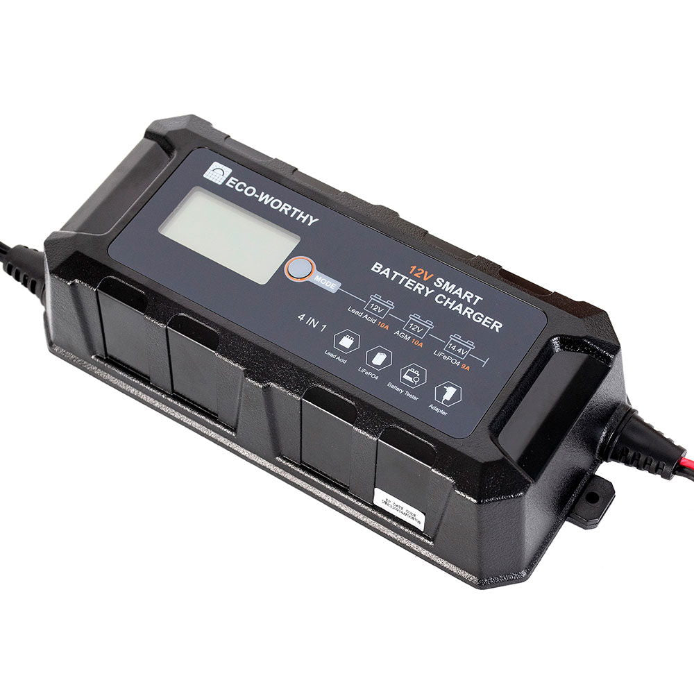 Smartlader 10A 12V for litium og blybatterier - Eco Worthy detalj