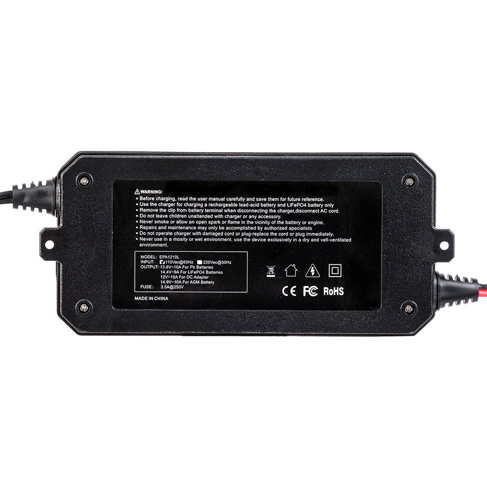 Smartlader 10A 12V for litium og blybatterier - Eco Worthy kabler