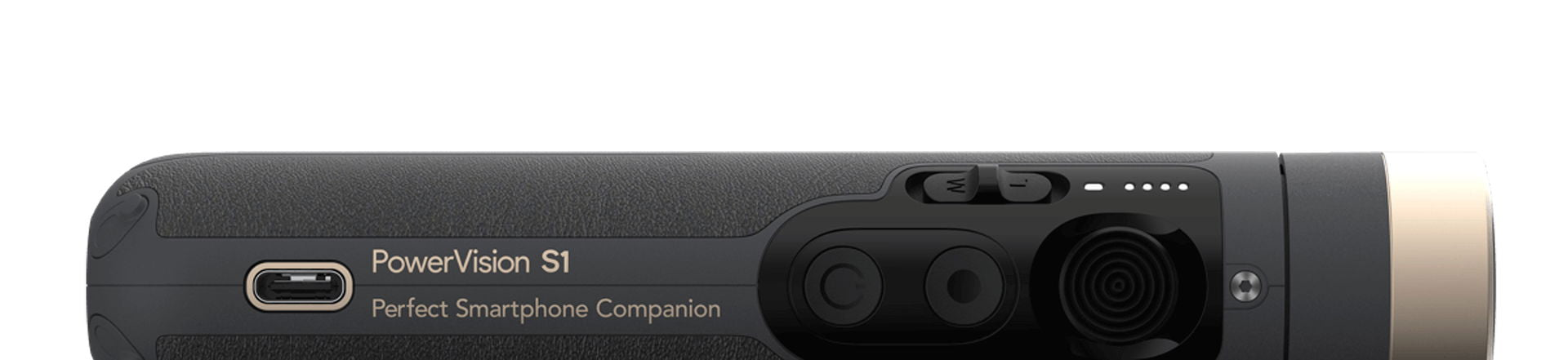 Nærbilde av Smartphone gimbal Powervision S1 kontrollknapper