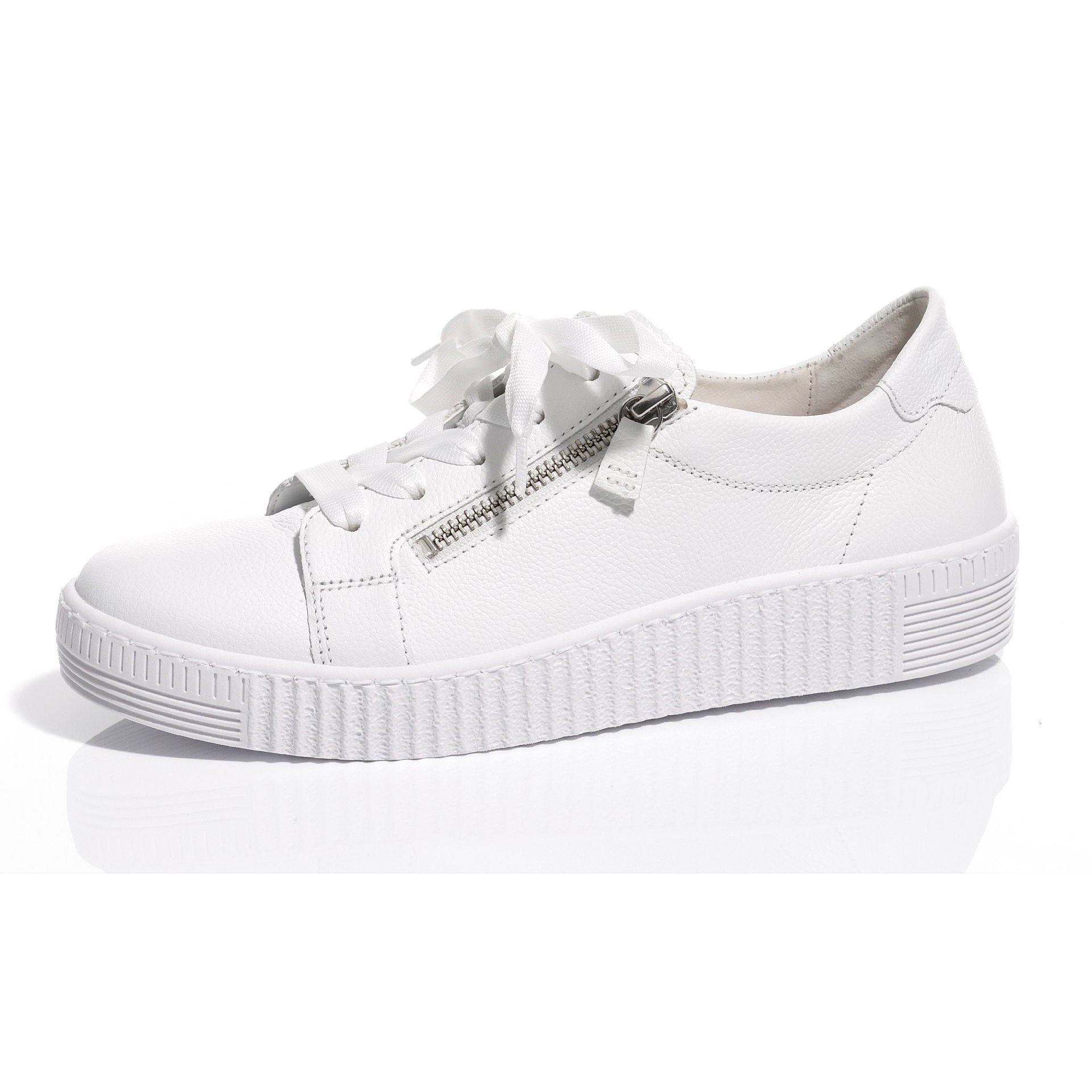 Sneaker dame lær med glidelås og gummisåle 3 cm hæl - Gabor forfra
