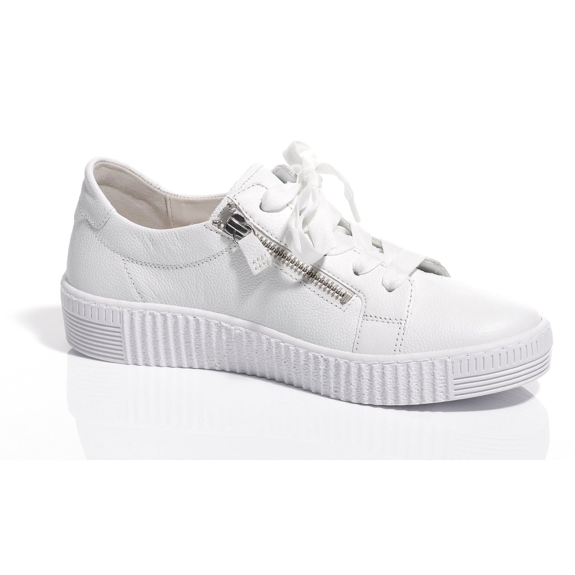 Sneaker dame lær med glidelås og gummisåle 3 cm hæl - Gabor nærbilde lær