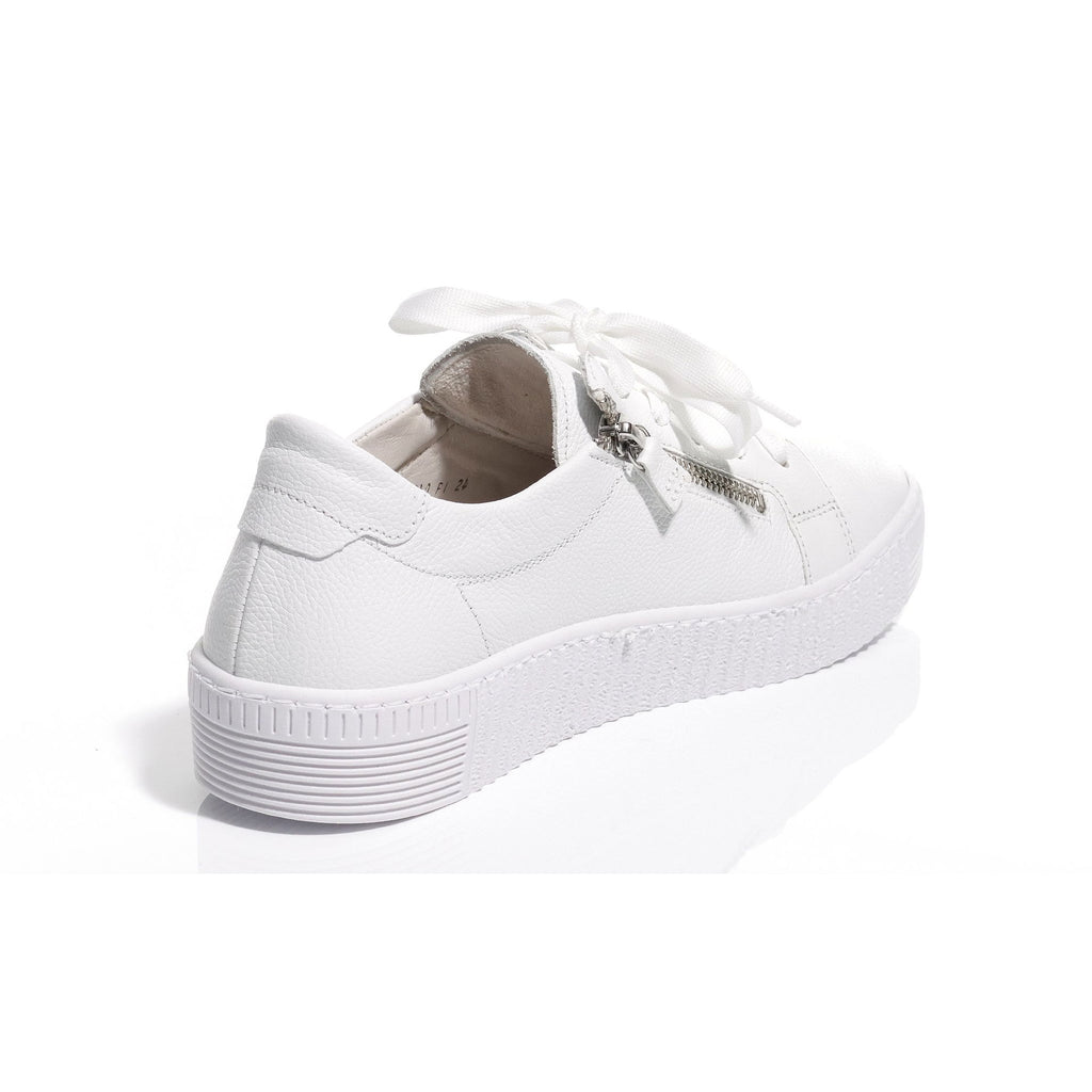 Sneaker dame lær glidelås gummisåle 3 cm hæl detalj glidelås