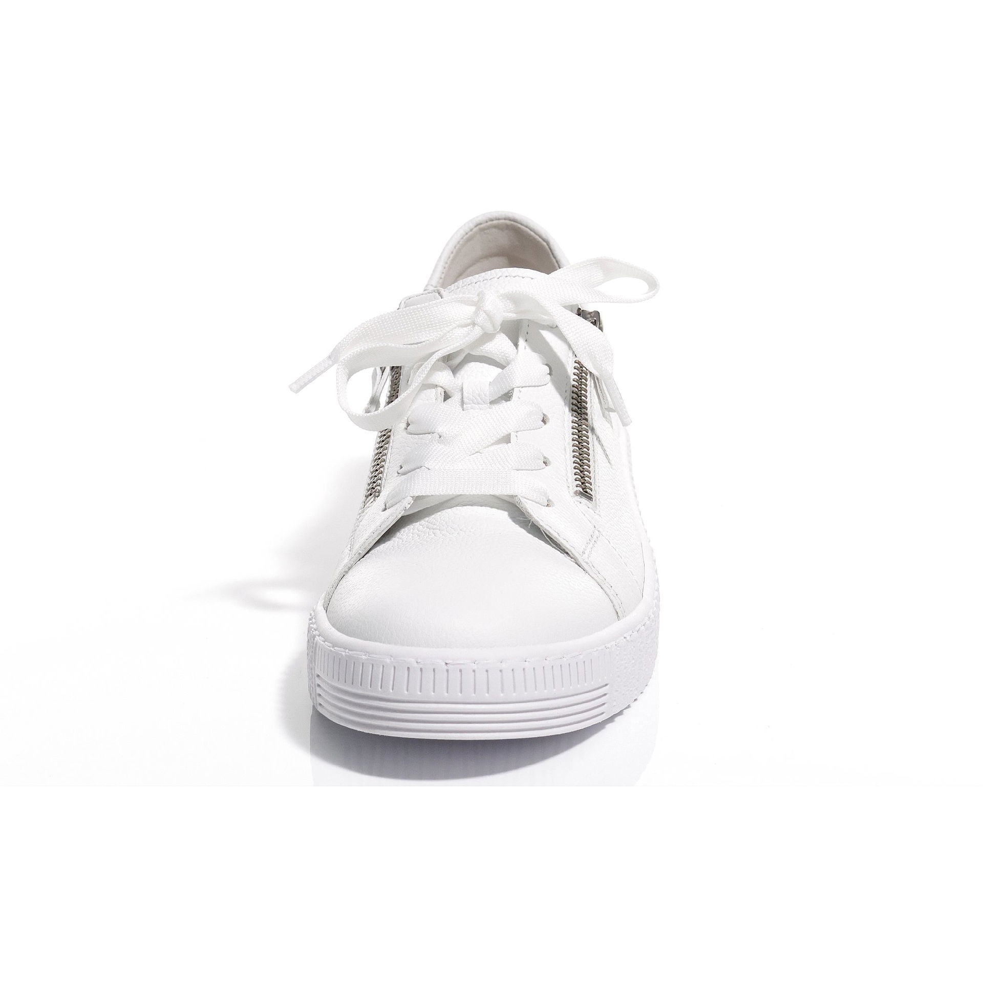 Sneaker dame lær glidelås gummisåle 3 cm hæl montert på fot