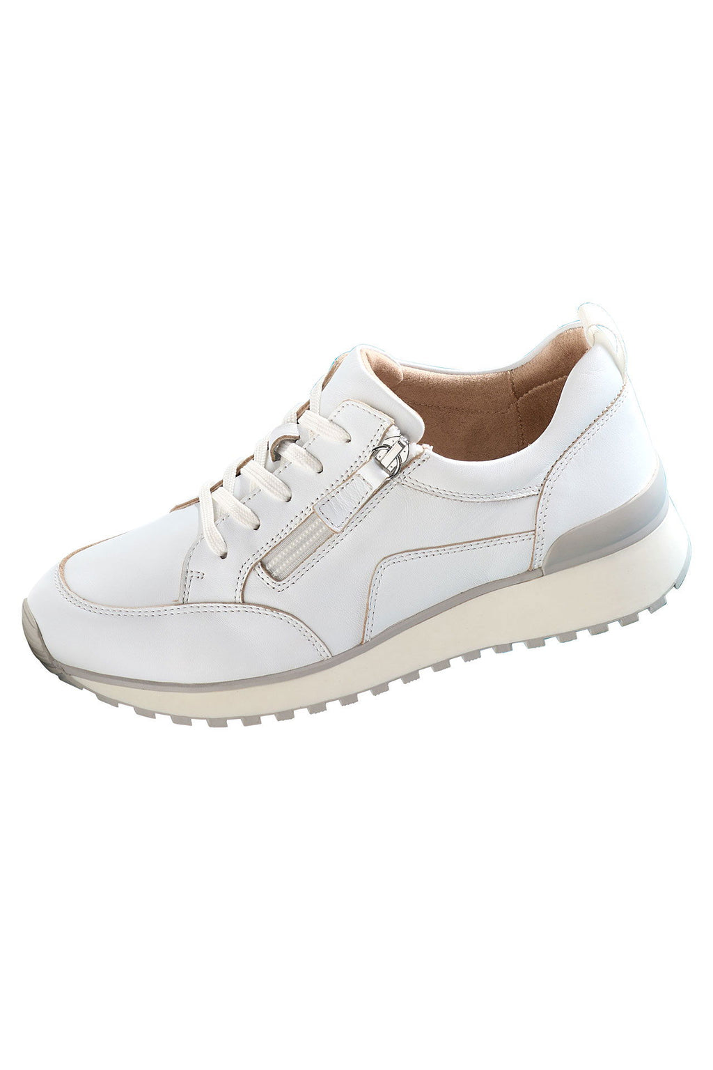 Sneaker dame skinn 4 cm plattformsåle med glidelås bakside