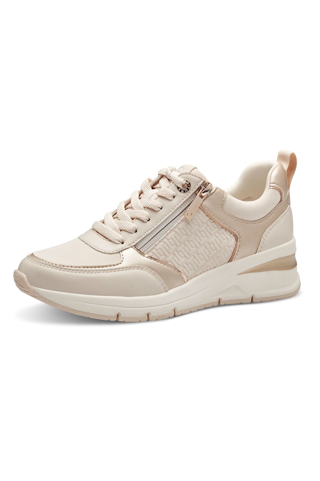Sneaker dame vegansk skinn med glidelås rosegull - Tamaris forfra