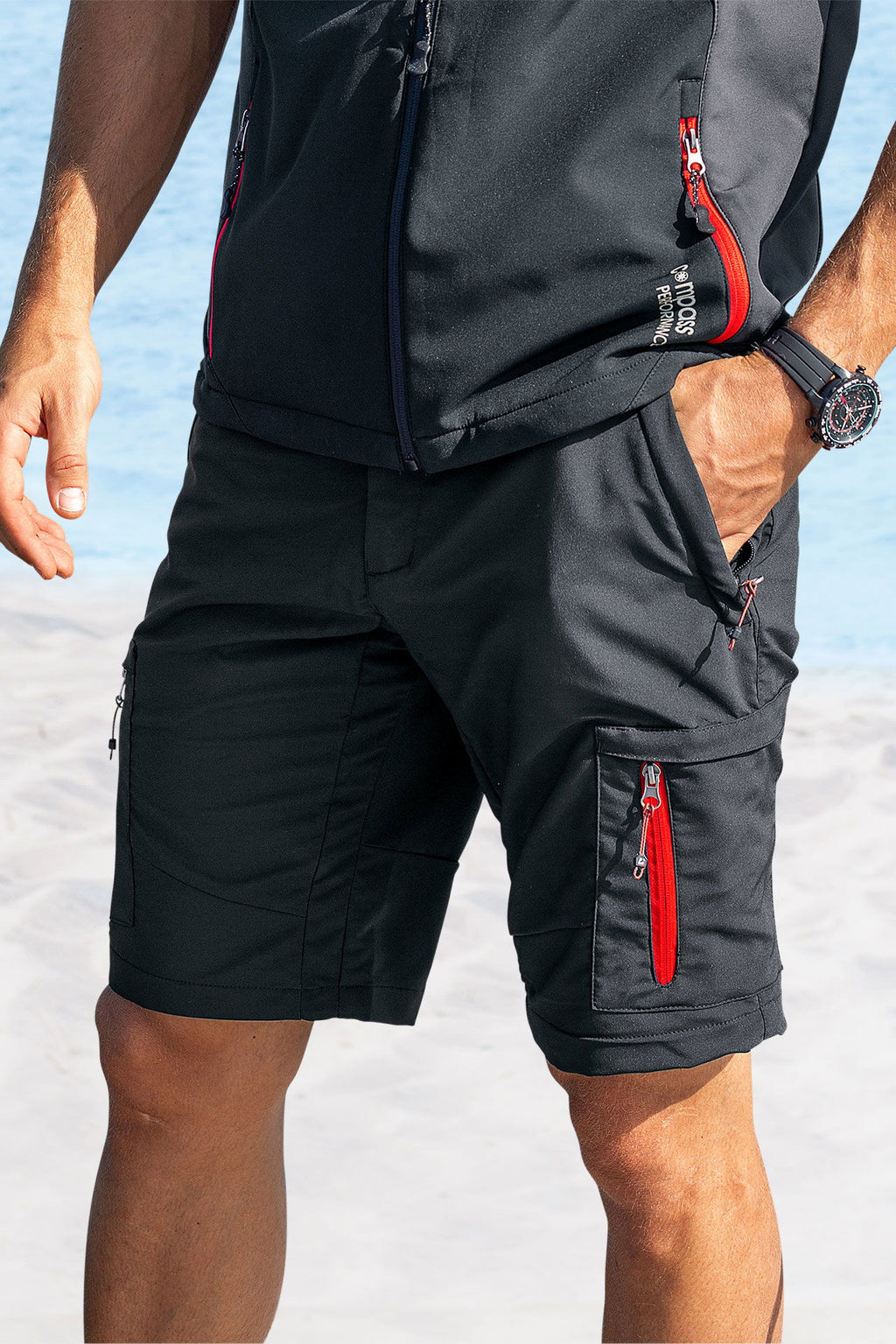 Softshell bermudashorts for herre stretch hurtig tørkende bakside