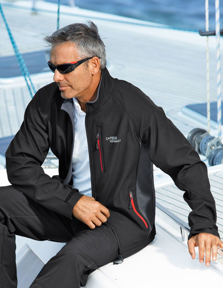 Softshelljakke herre vind- og vannavvisende Compass Active Wear bakside