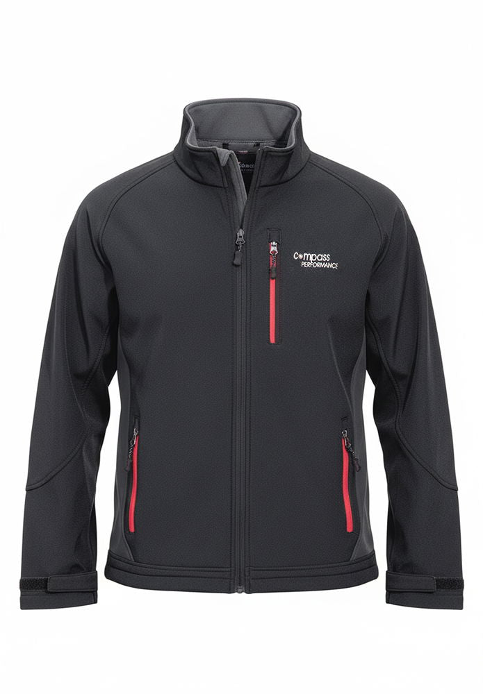 Softshelljakke herre vind- og vannavvisende Compass Active Wear detalj