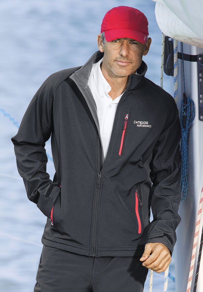 Softshelljakke herre vind- og vannavvisende Compass Active Wear forfra
