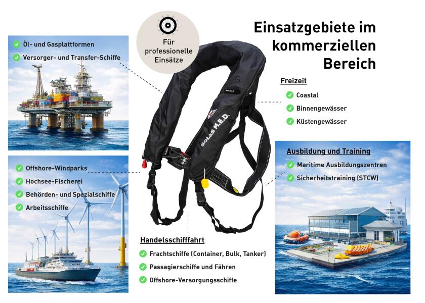 Solas automatvest Modulo 150-HX 170N svart dobbelt kammer sikkerhetsfløyte