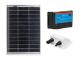 Solcellepakke komplett sett 120 W med PWM-regulator og dekksgjennomføring foran