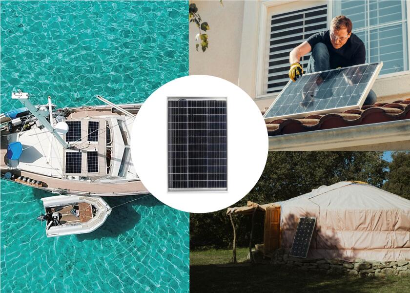 Oversikt over Solcellepakke komplett sett 195 W med MPPT laderegulator og dekksgjennomføring