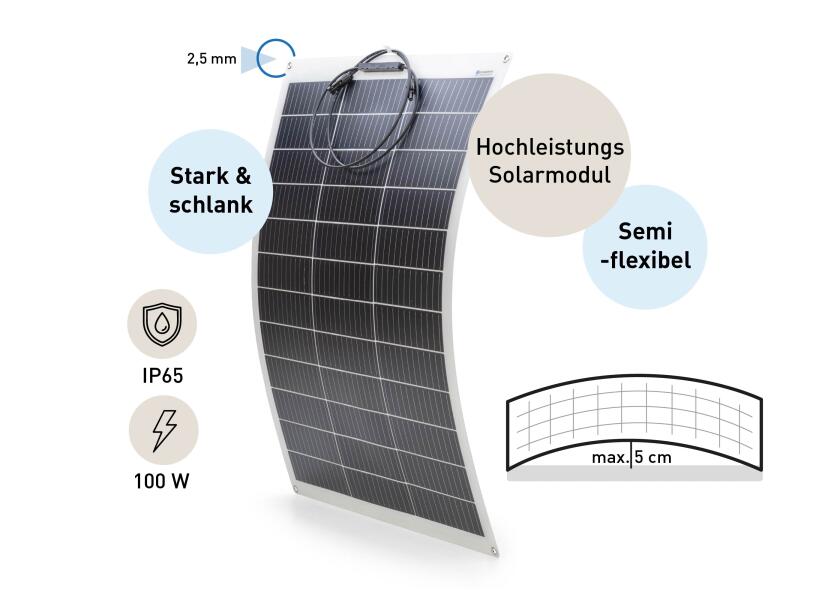 Detalj av Solcellepakke komplett sett 2x 130 W semifleksibelt med PWM laderegulator