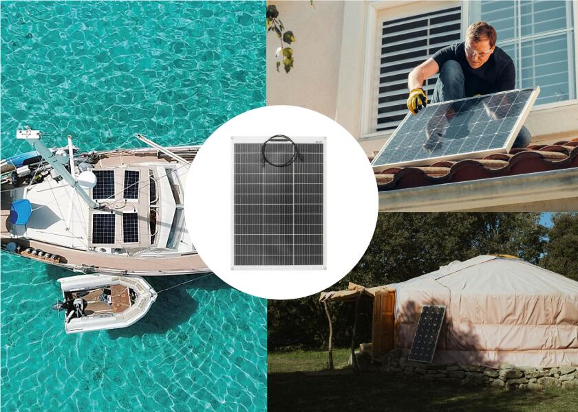 Montert Solcellepakke komplett sett 2x 130 W semifleksibelt med PWM laderegulator på båt