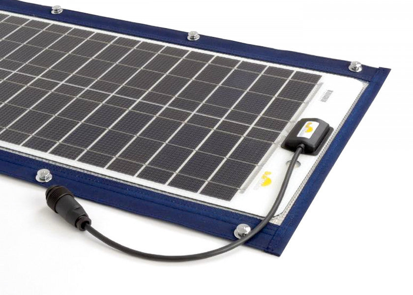Solcellepanel 38 W med tekstilkant 873 x 431 mm fleksibelt - SUNWARE bakside
