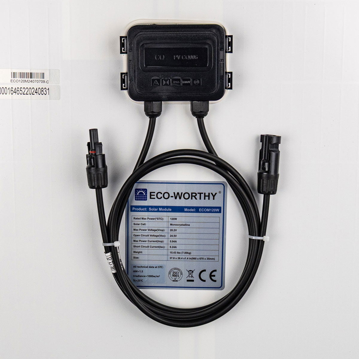 Montert Solcellepanel monokrystallinsk 120 Wp 12V fast ramme Eco Worthy på båt