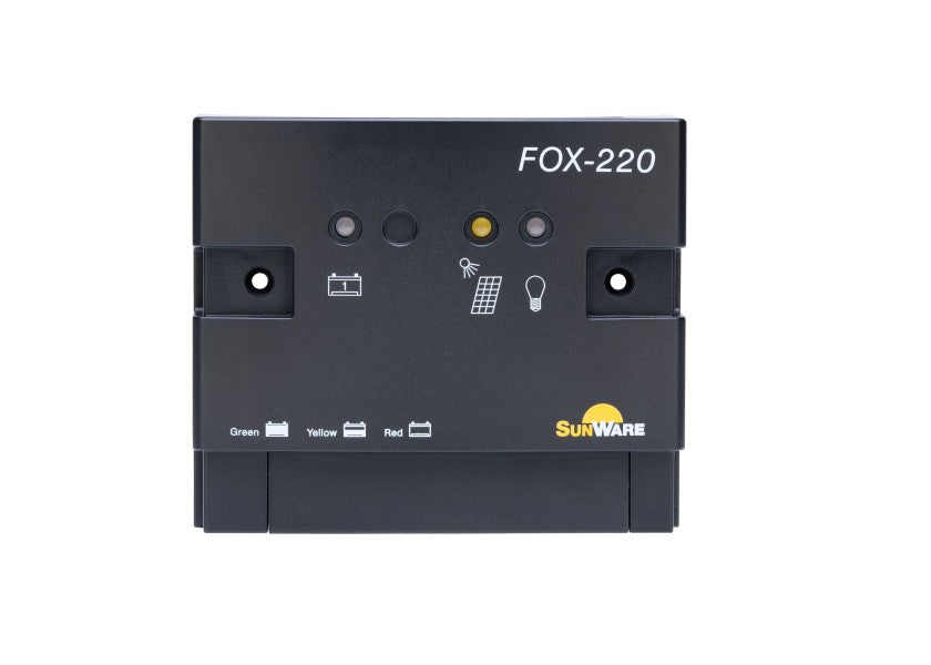 Solcelleregulator FOX-220 LED PWM 22A 12/24V nærbilde av tilkoblinger