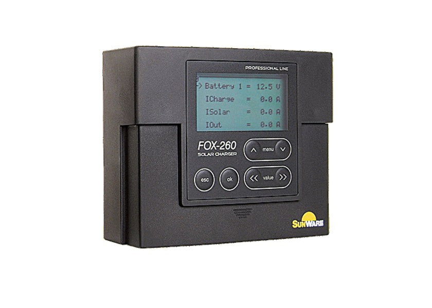Solcelleregulator FOX-260 Lithium PWM 20A for LiFe(Y)PO4 batterier front