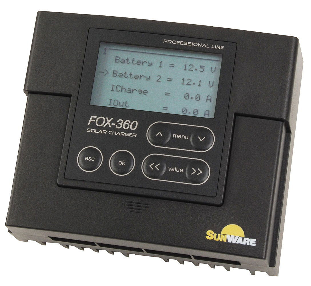 Solcelleregulator FOX-360 12V/24V 20 A front