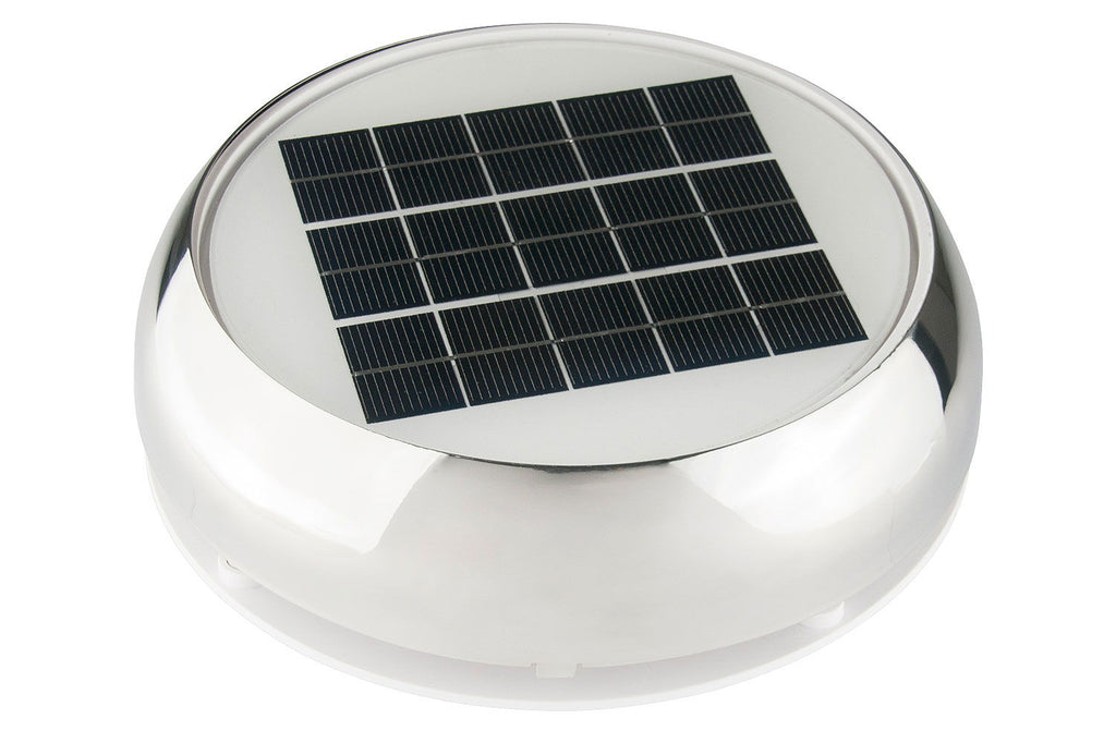 Solcellevifte dag/natt rustfritt stål Ø 228 mm forfra