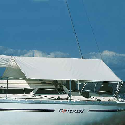 Solseil for cockpit vannavvisende PVC 260 x 230 cm hvit sett forfra