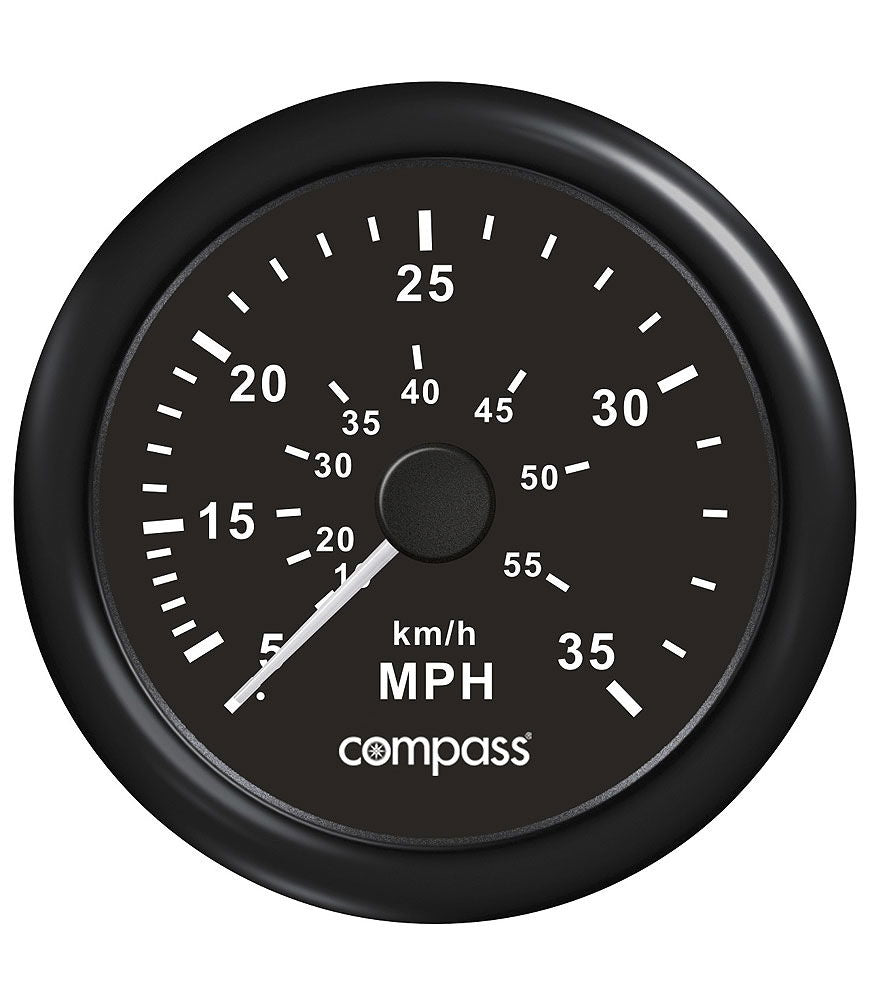 Speedometer pitot 0-35 mph 85 mm - Compass forfra