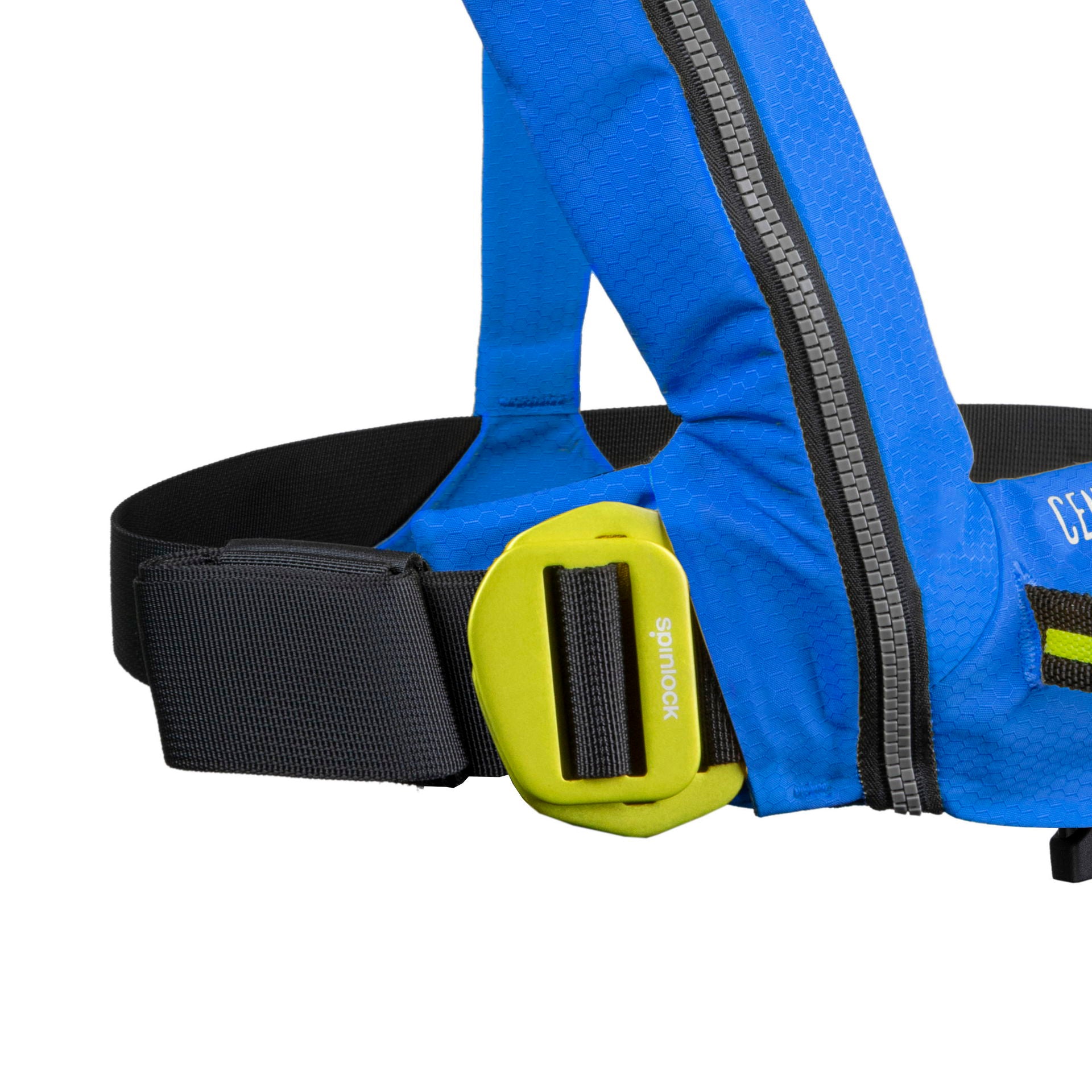 Spinlock Deckvest CENTO Junior automatvest 100N 20-50 kg Pacific Blue montert på barn
