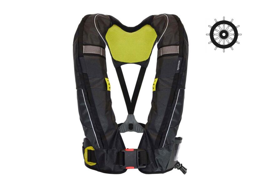 Spinlock Deckvest Duro SOLAS 275N automatvest svart dobbel flytkammer forfra