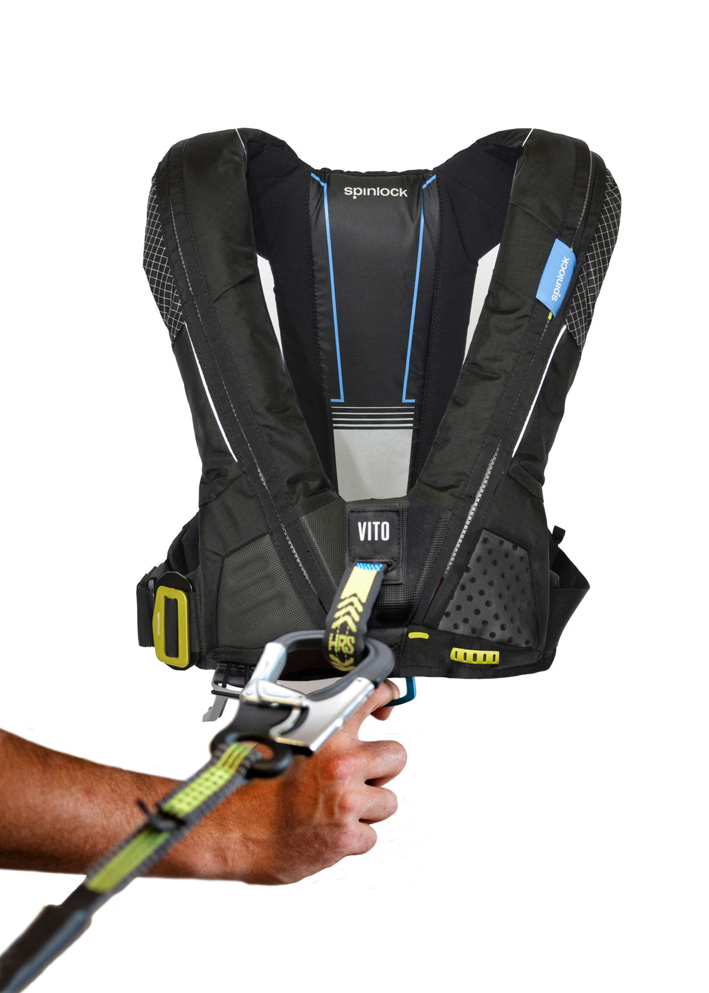 Spinlock Deckvest VITO automatvest 170 N med HRS system montert på person