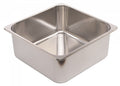 Stålvask firkantet rustfritt stål 360 x 360 x 150 mm forfra