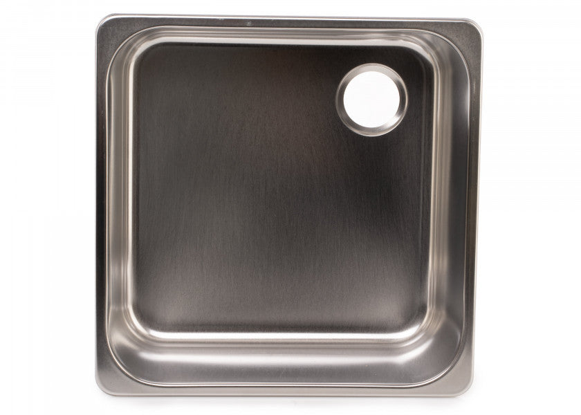Stålvask firkantet rustfritt stål 360 x 360 x 150 mm bakside