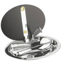 Stålvask oval med dekksplate 510x390 mm nedfellbar kran forfra