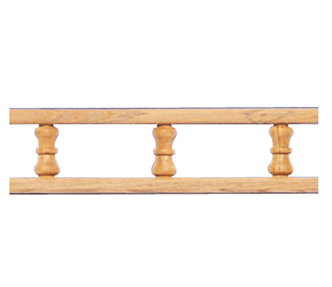 Stiftreling teak 152 x 6,5 x 2 cm flatmontering ARC Marine forfra