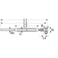 Strekkfisk toggle/terminal UNF 5/16 wire 4 mm 2350 kg forfra